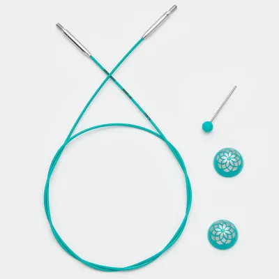 KnitPro Mindful fixed teal cable / rope (better quality)