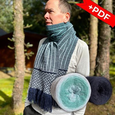Woolpedia Colors Mosaic scarf kit colorgrading yarn (modal)