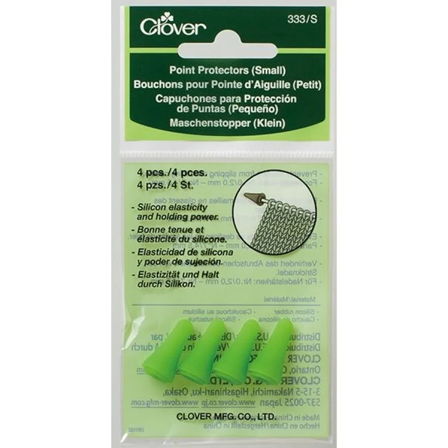Clover 4 pcs small tip protectors and stopper for knitting needles 2-4.5 mm / US 0-7 green