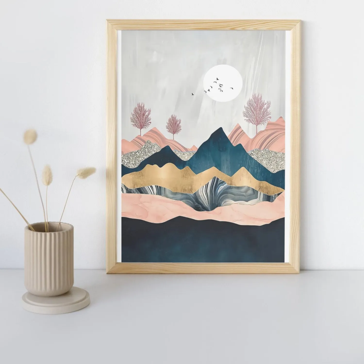 Elegant Mountain Landscape Diamond Painting 30x40cm on canvas - round stones