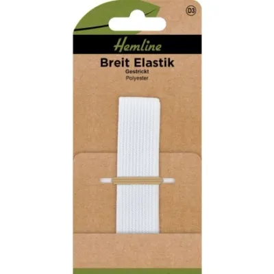 Hemline Braided Elastic 20mm 1m White Polyester