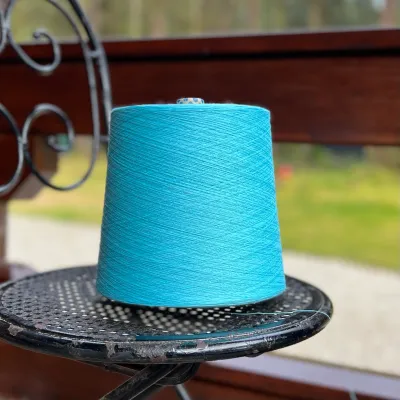 Organic cotton cone yarn 50/3 Azure (5B2) 2.1kg cone - knitting machine yarn