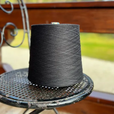 Organic cotton cone yarn 50/3 Black (099) 2.1kg cone - knitting machine yarn
