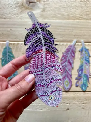 6x Feather Rhinestone Diamond Painting Glitter bookmarks