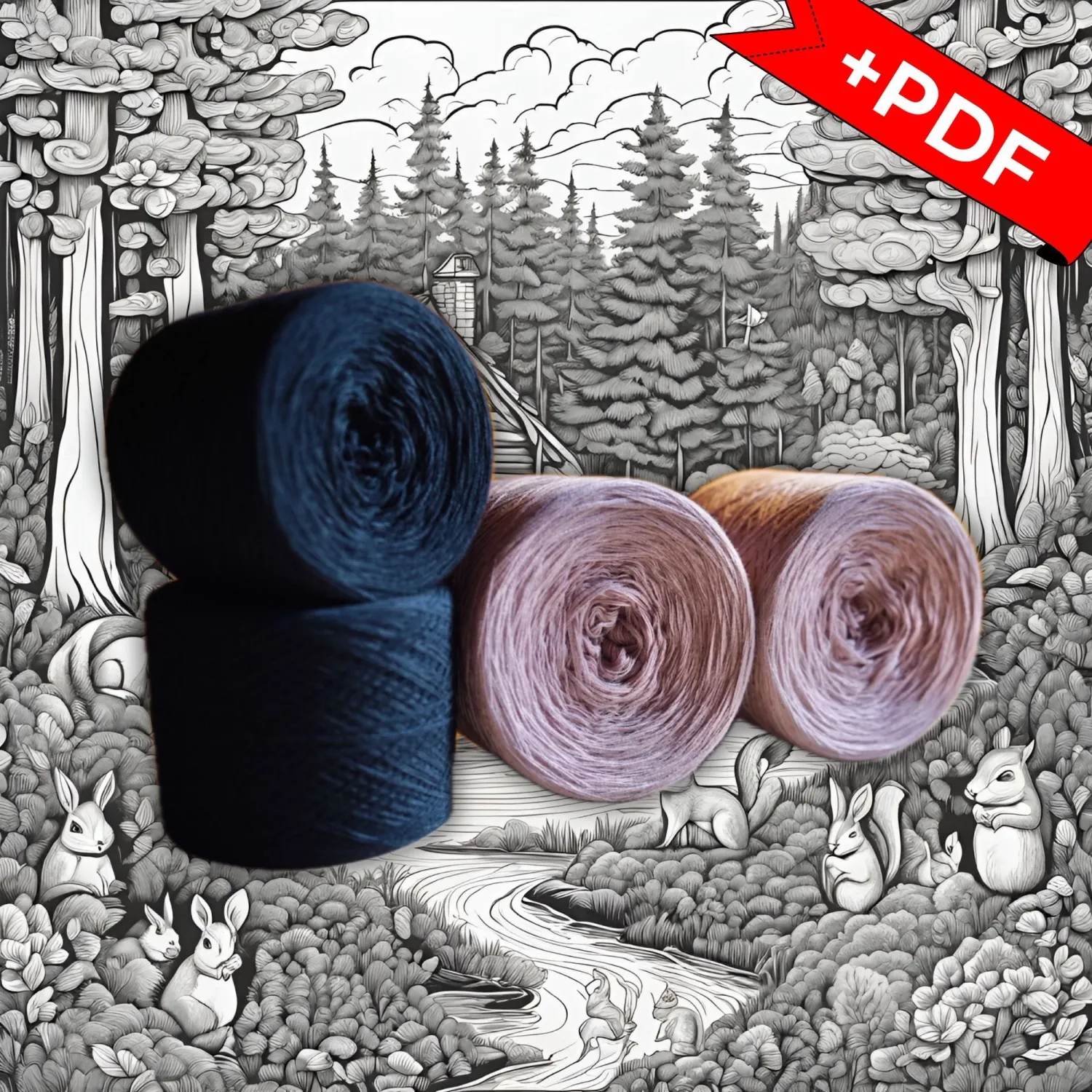 Woolpedia Colors River Valley CAL "Noir Rosé" yarn series + PDF crochet pattern - 7300m (modal)