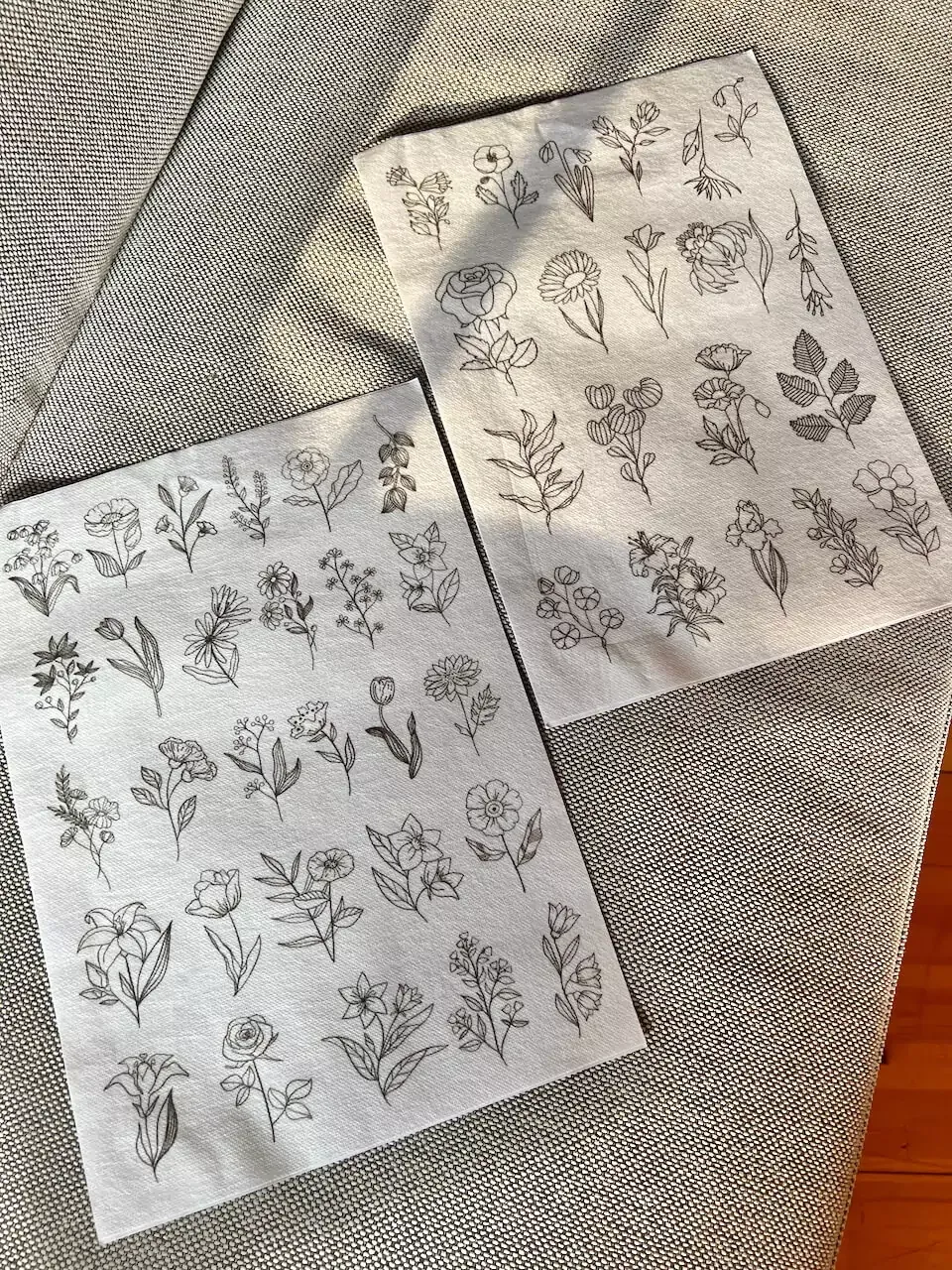 2x A4 Flowers Embroidery Patterns for Adhering – Water-Soluble Designs