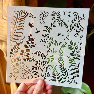 Plant Stencil for Embroidery &amp; Painting – Natural Designs (17.5x17.5 cm)