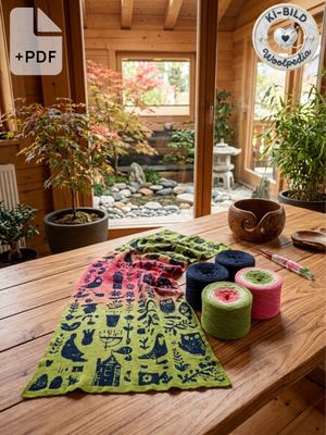 Woolpedia Colors Folk Stola CAL "Japanischer Garten" yarn kit + PDF crochet pattern - 5500m (modal)
