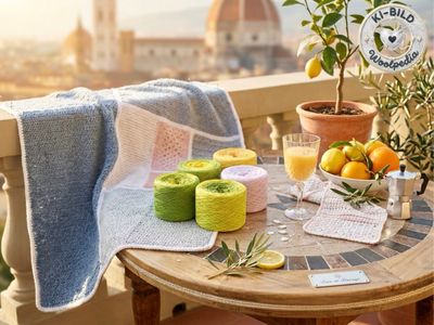 Bundle: PDF &amp; Woolpedia Colors Community TCAL "Frühstück in Florenz" glitter yarn series - 6000m (modal)