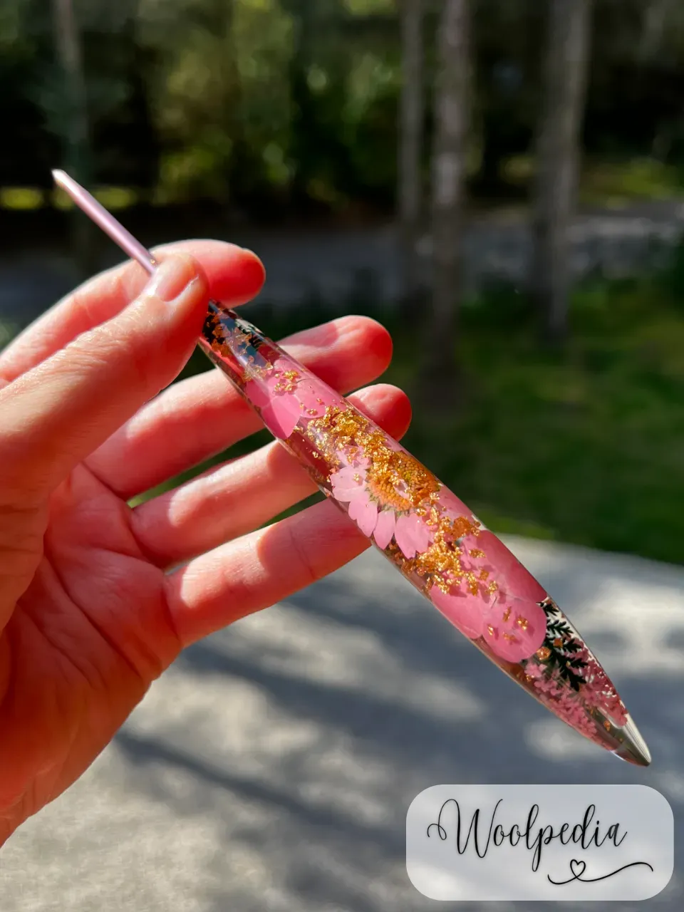 Resin Flower Handmade Glitter Crochet Hook 3.5mm E/4 ergonomic
