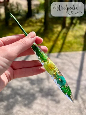 Resin Flower Handmade Glitter Crochet Hook 4mm G/6