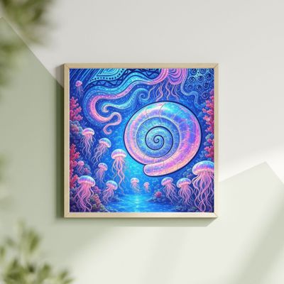 Sound of the Ocean 50x50 cm Cross-Stitch DIY Kit embroidery picture 14 CT + glossy threads