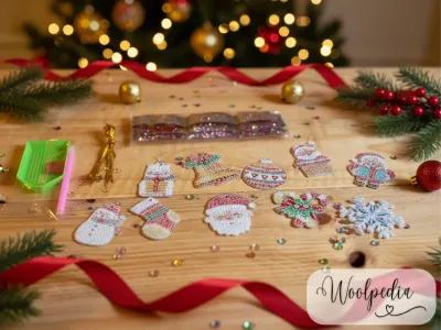 10x Christmas Diamond Painting Rhinestone Pendants