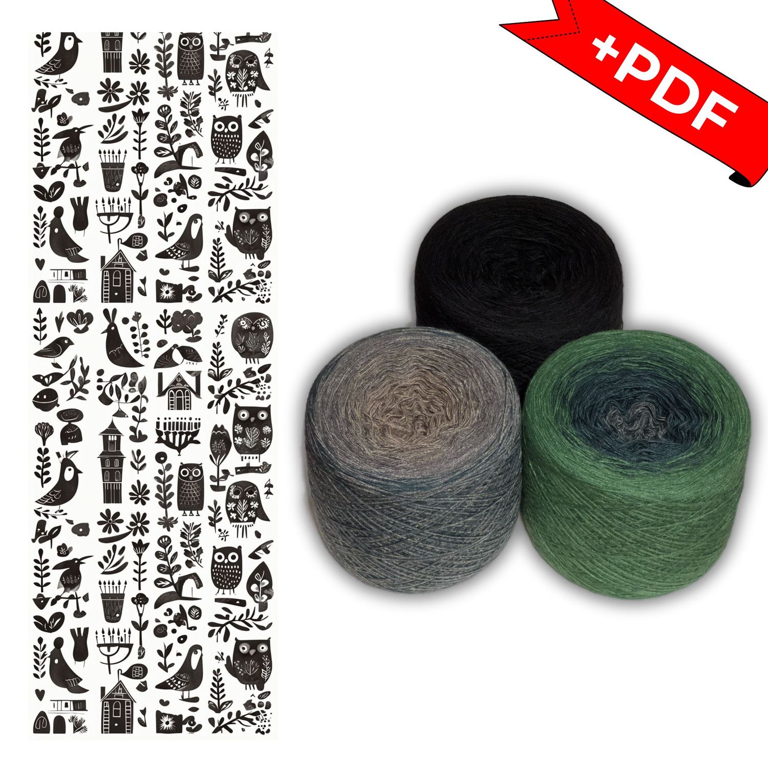 Woolpedia Colors Folk Stola CAL "Allgäu" yarn kit + PDF crochet pattern - 5500m (modal)