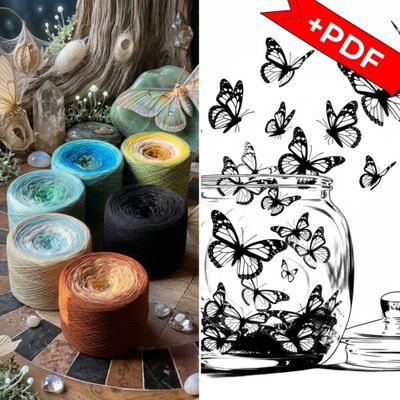 Woolpedia Colors Dreams &amp; Spirits CAL "Nachtfalter" yarn series + PDF crochet pattern - 11700m (modal)