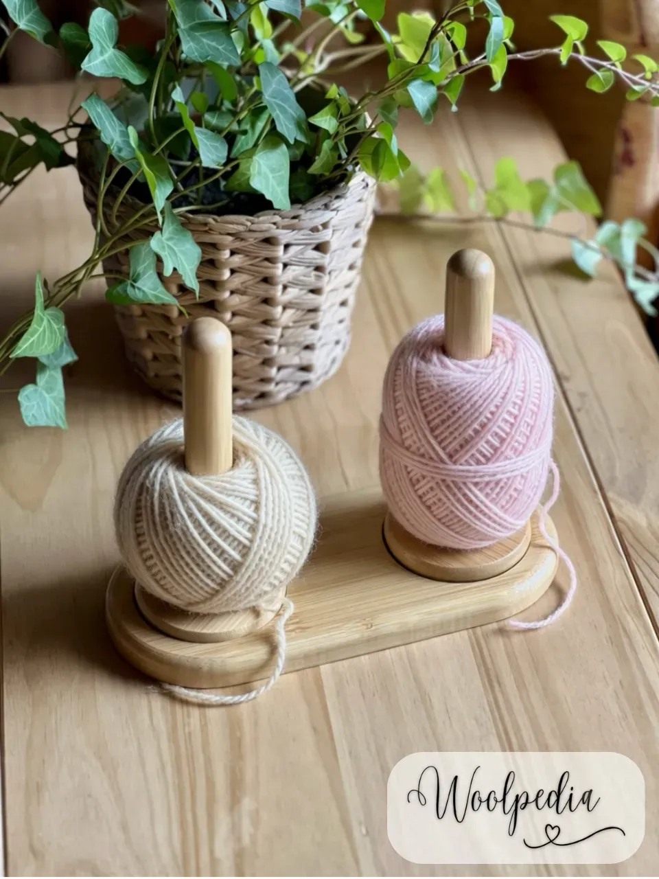 Swiveling Wooden Bamboo Double  Yarn / Wool / Yarncake Holder – Keep Your Yarn Organized and Tangle-Free