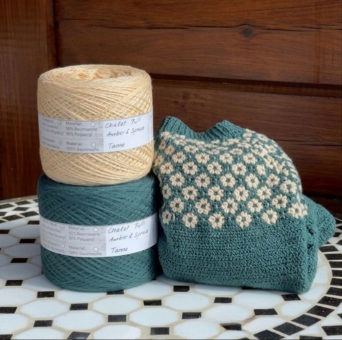 Amber &amp; Spruce Chalet Sweater Yarn Set (Modal) + PDF &amp; Video Crochet Pattern