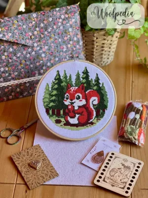 🐿️ Cross Stitch Kit "Little Nut Thief" – Your DIY Project Made with Love