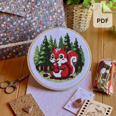 [Digital Download] "Little Nut Thief" Cross Stitch Pattern – PDF Instructions