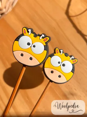 2x giraffes knitting needle tip protectors from 3.5mm