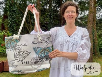 Butterfly Summer Project Bag with Cord Handles – Large Craft &amp; Yarn Tote Bag