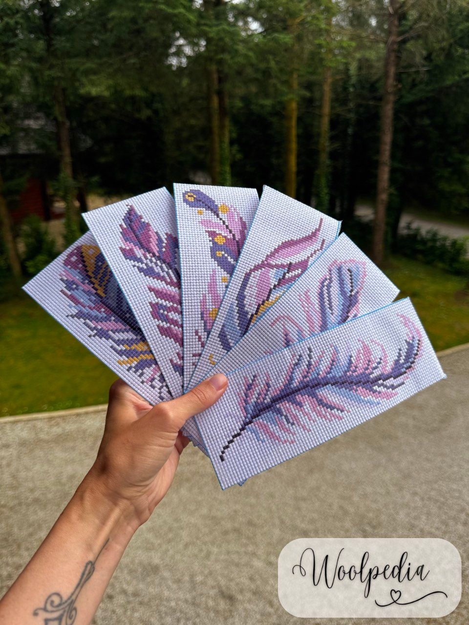 📖 6x Feather Bookmarks – Cross Stitch Complete Embroidery Kit (DIY)