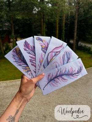 📖 6x Feather Bookmarks – Cross Stitch Complete Embroidery Kit (DIY)
