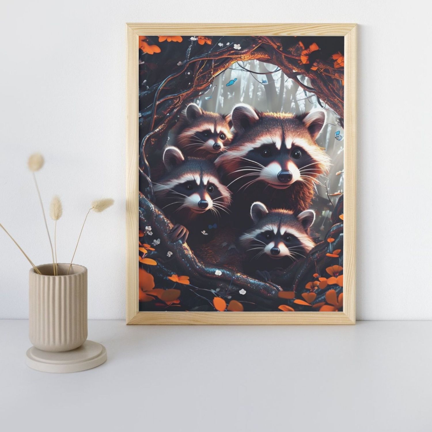 Raccoon Gang 40x50 cm / 15.7x19.7 in (14 CT) – DIY Cross-Stitch Kit