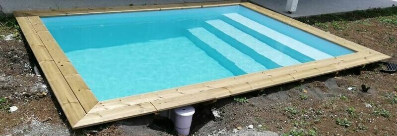 Piscine Bois Rectangulaire avec escalier Luxe 420 x 320 x 130 cm