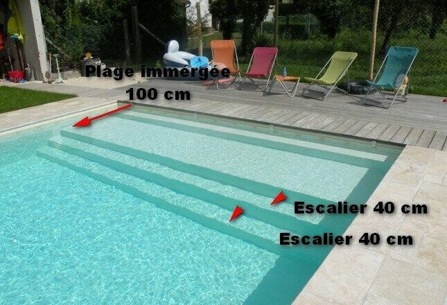 Piscine Bois Rectangulaire LENNY Avec Plage Immergée + Escalier 720x400x145 cm