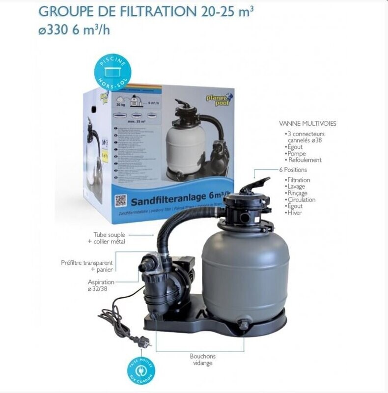 Kit Filtration 6,0 M3/h - 20Kg de sable