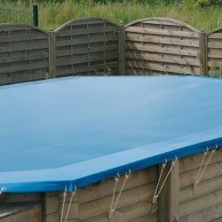 Bâche de sécurité pour Piscine Bois Allongée octogonale en Kit 750x400xh130 cm