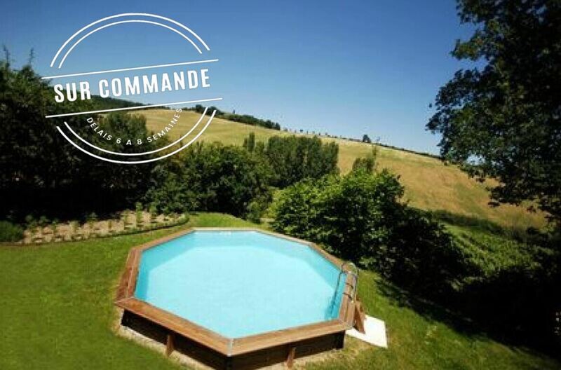 Piscine Bois UBBINK OCEA Ronde en Kit 580x130 cm Liner Bleu