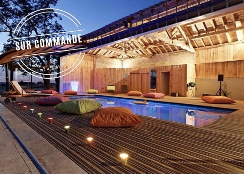 Piscine Bois Rectangulaire Luxe SUPREME avec Escalier 12.20x5.20x145 cm