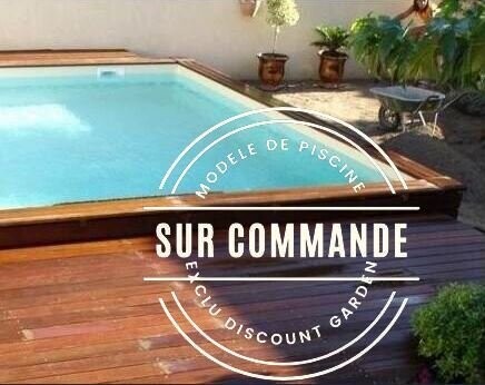 Piscine Bois carrée SPARK CAPRI avec Plage Immergée + Escalier 420X420x145 cm