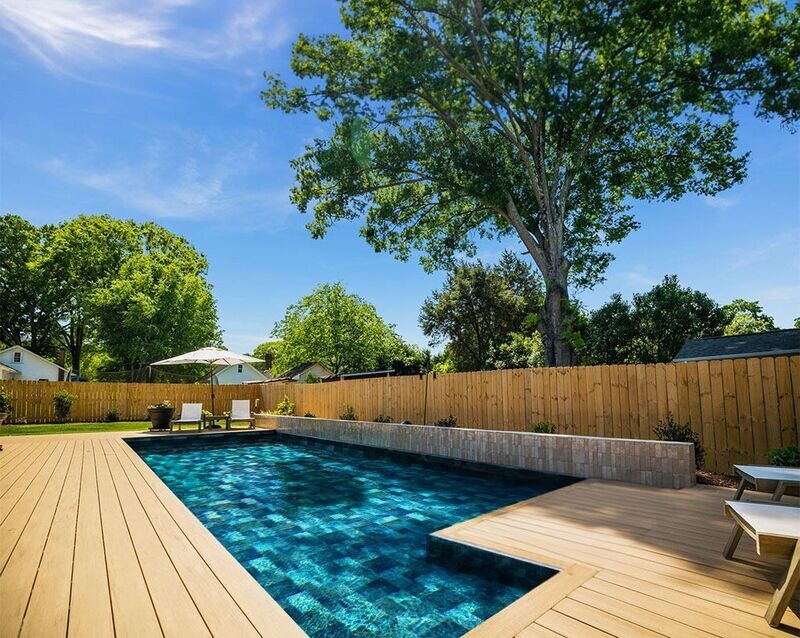Piscine Bois Platinium 720x420x145cm Pierre de Bali