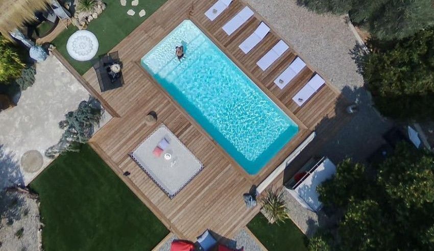 Piscine Bois Hors Sol Rectangulaire Luxe avec plage immergée 620x420x130 cm
