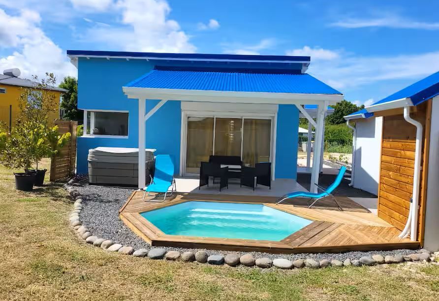 Piscine Bois Ronde hexagonale Avec Escalier 395 x 117 cm