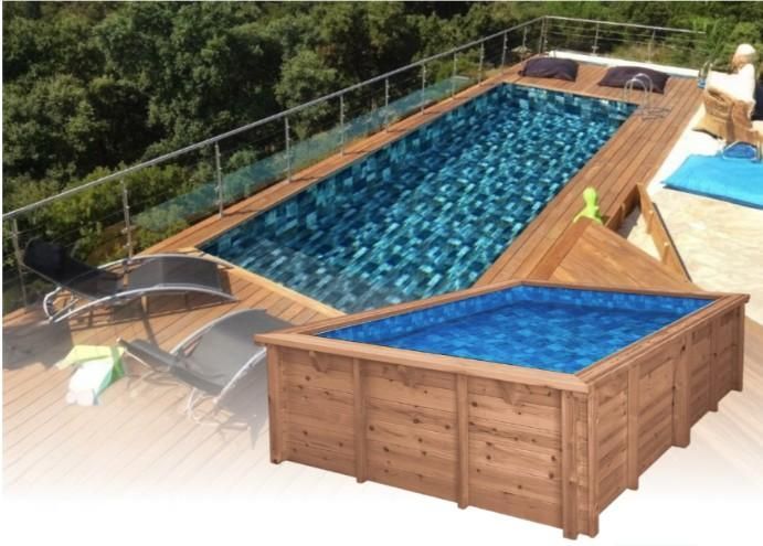 Piscine Bois Hors Sol Rectangulaire REBECCA 920x420x145 cm liner Bali