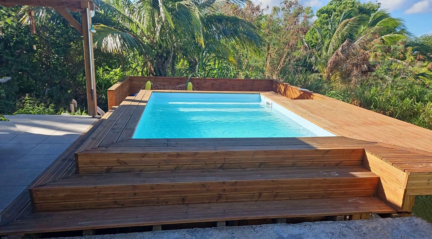 Piscine Bois Rectangulaire escalier 420 x 320 x 130 cm