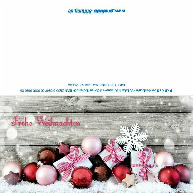 Weihnachtskarte Geschenke im Schnee