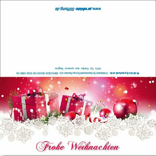 Weihnachtskarte Geschenke im Himmel