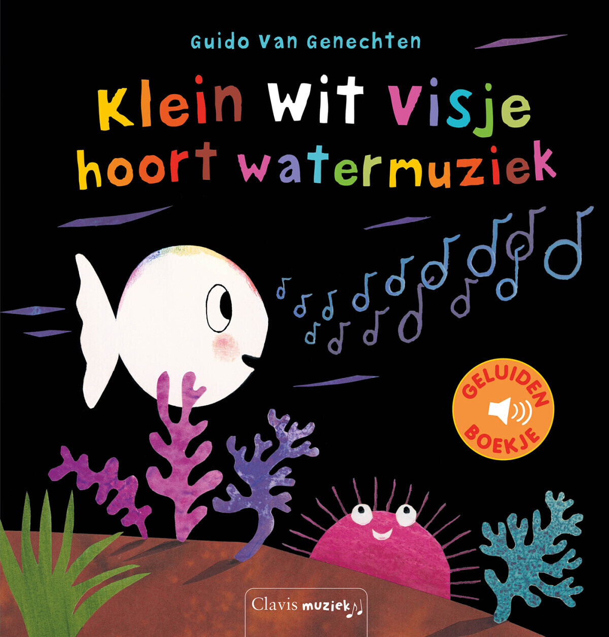 Klein wit visje hoort watermuziek