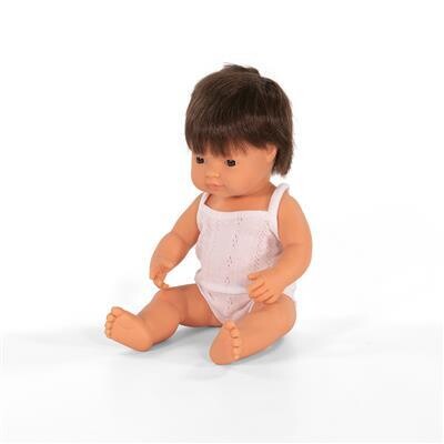 POP EUROPESE JONGEN BRUIN HAAR 38CM