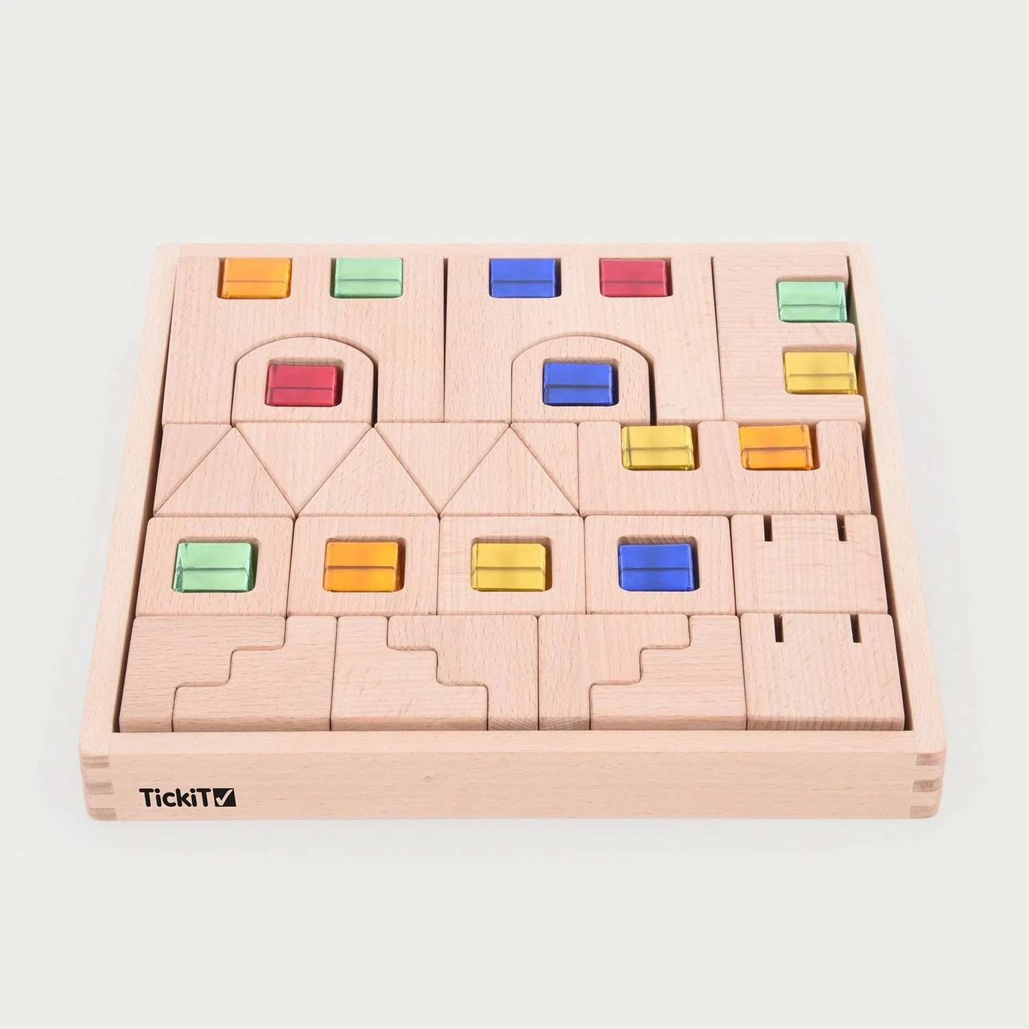 HOUTEN BOUWSTENEN MET EDELSTENEN