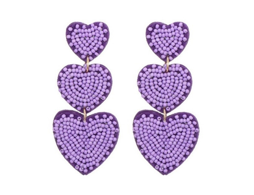 Oorbellen Ibiza heart purple
