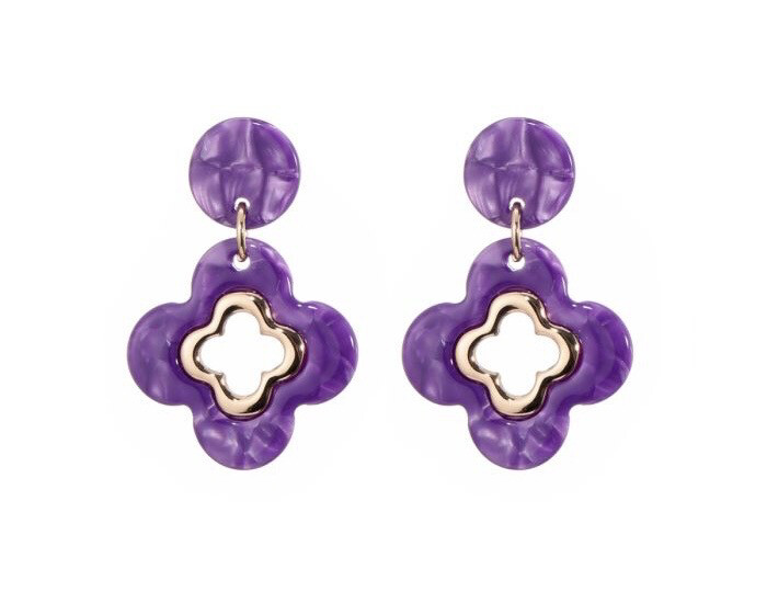 Oorbellen Clover purple