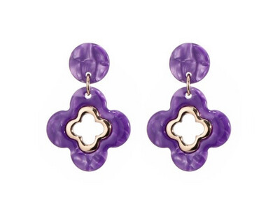 Oorbellen Clover purple