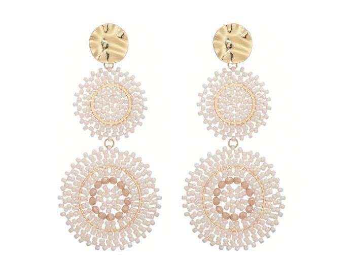 Oorbellen Bali crème