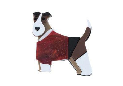 Broche met hond rood